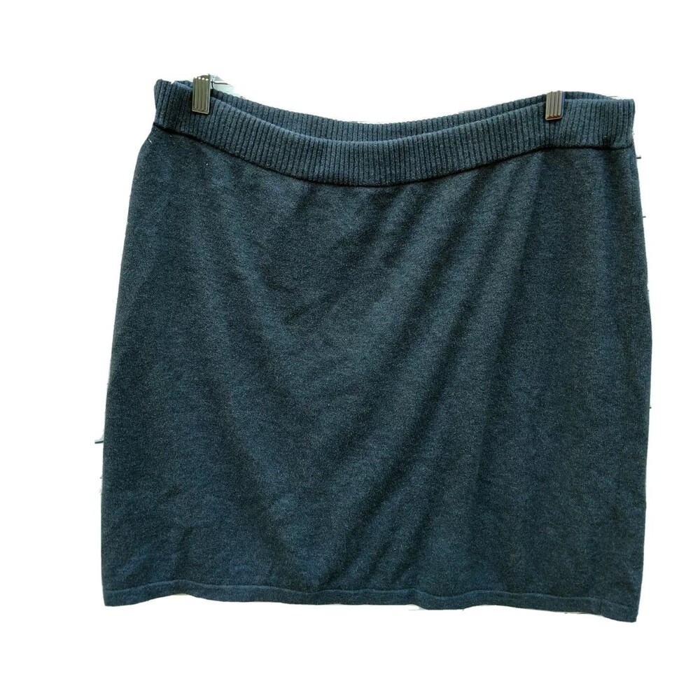 J JILL Ponte Womens Sz Large Stretch Casual Gray Skirt A Line Cotton Silk Blend